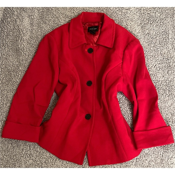 Focus 2000 Women’s 14 Vintage Classic Red Pea Coat. - Picture 8 of 8